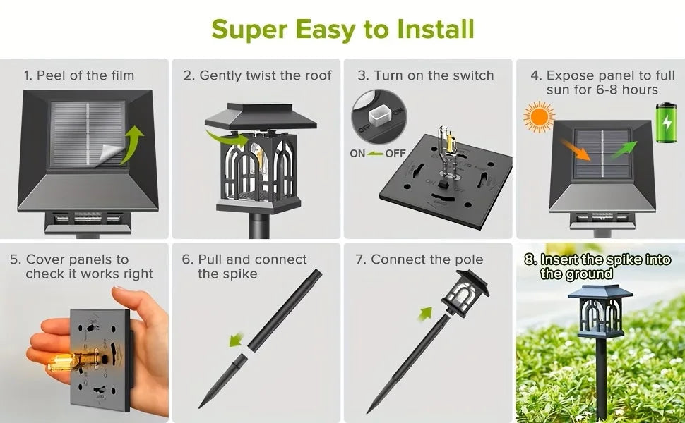 Ten Pack Solar Pathway Lights Outdoor LED Waterproof Landscape Decor