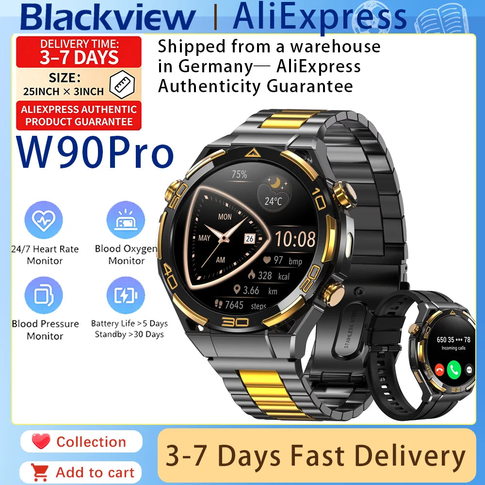 IOWODO W90Pro GPS Smartwatch With Flashlight And AMOLED Display