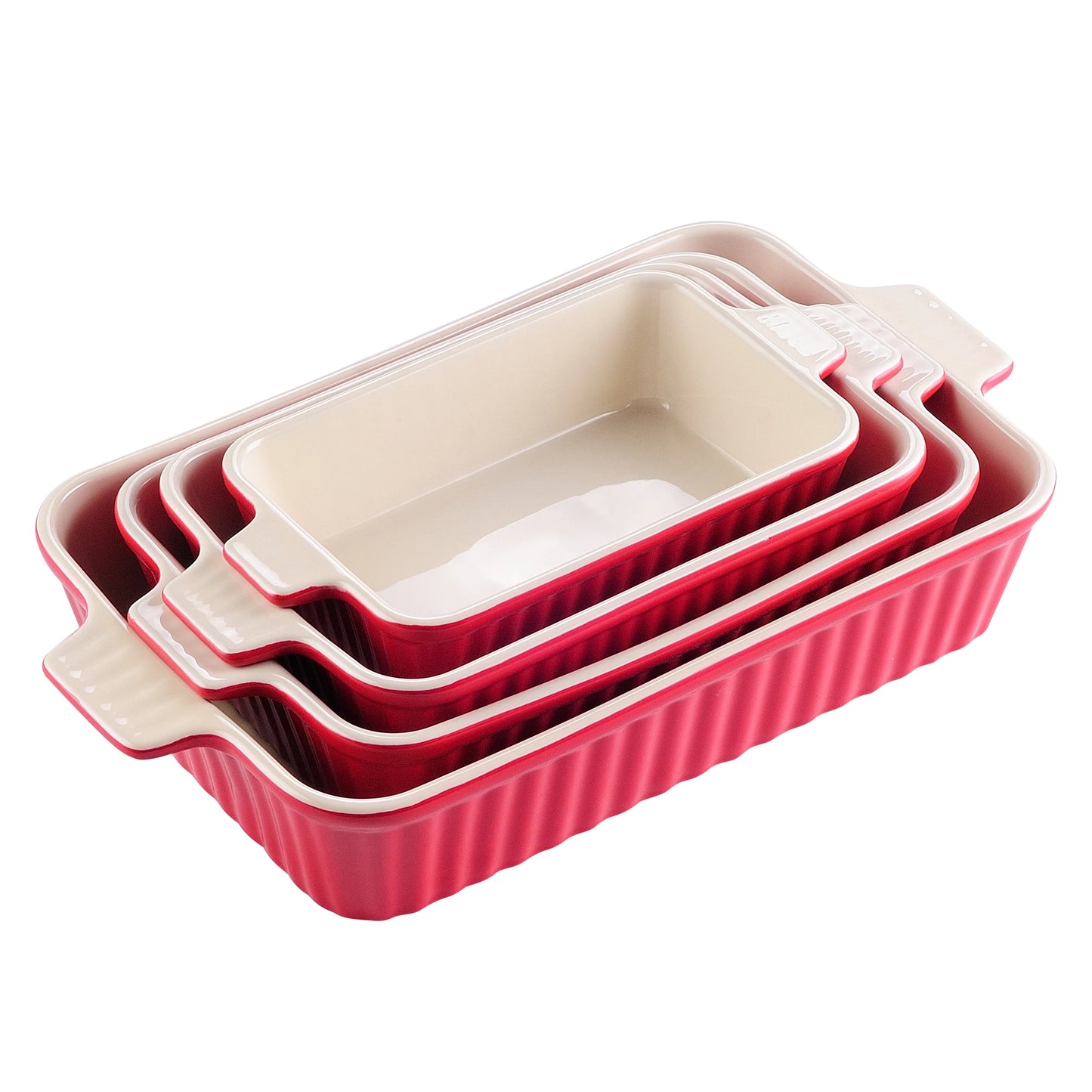 MALACASA Table Baking Dish Plate Set With Ceramic Handles