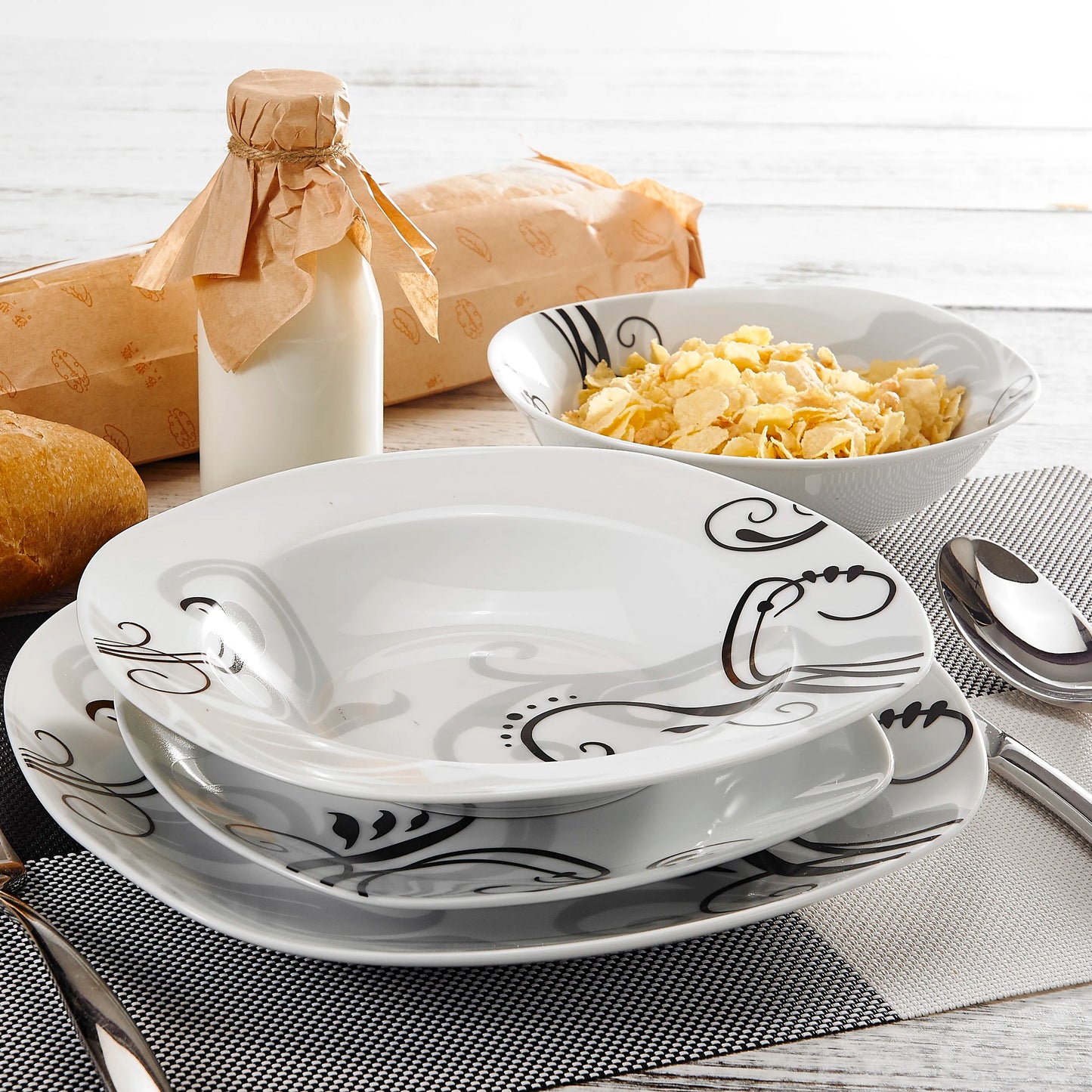 MALACASA Zoey Porcelain Dinnerware Set With Bowls And Plates