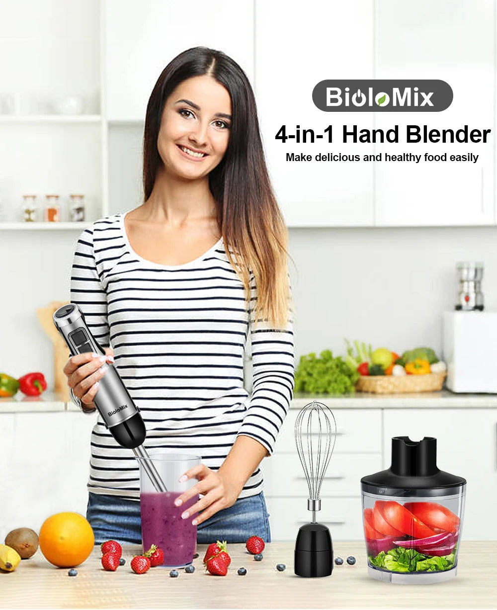 Biolomix 1200W Immersion Blender With Chopper And Smoothie Cup