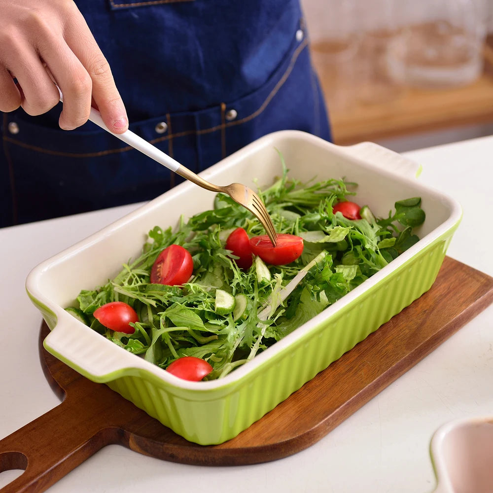 MALACASA Table Baking Dish Plate Set With Ceramic Handles