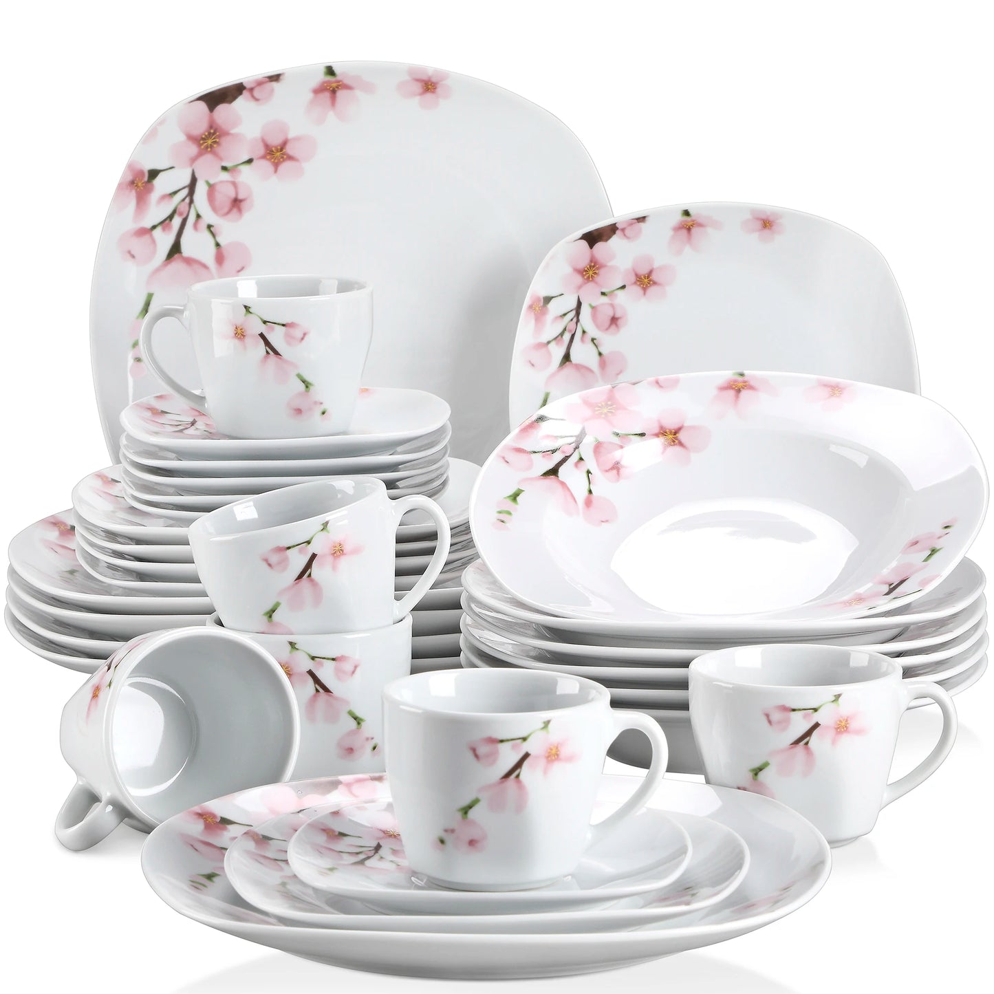 Veweet Annie Porcelain Dinnerware Set For 12 Place Settings
