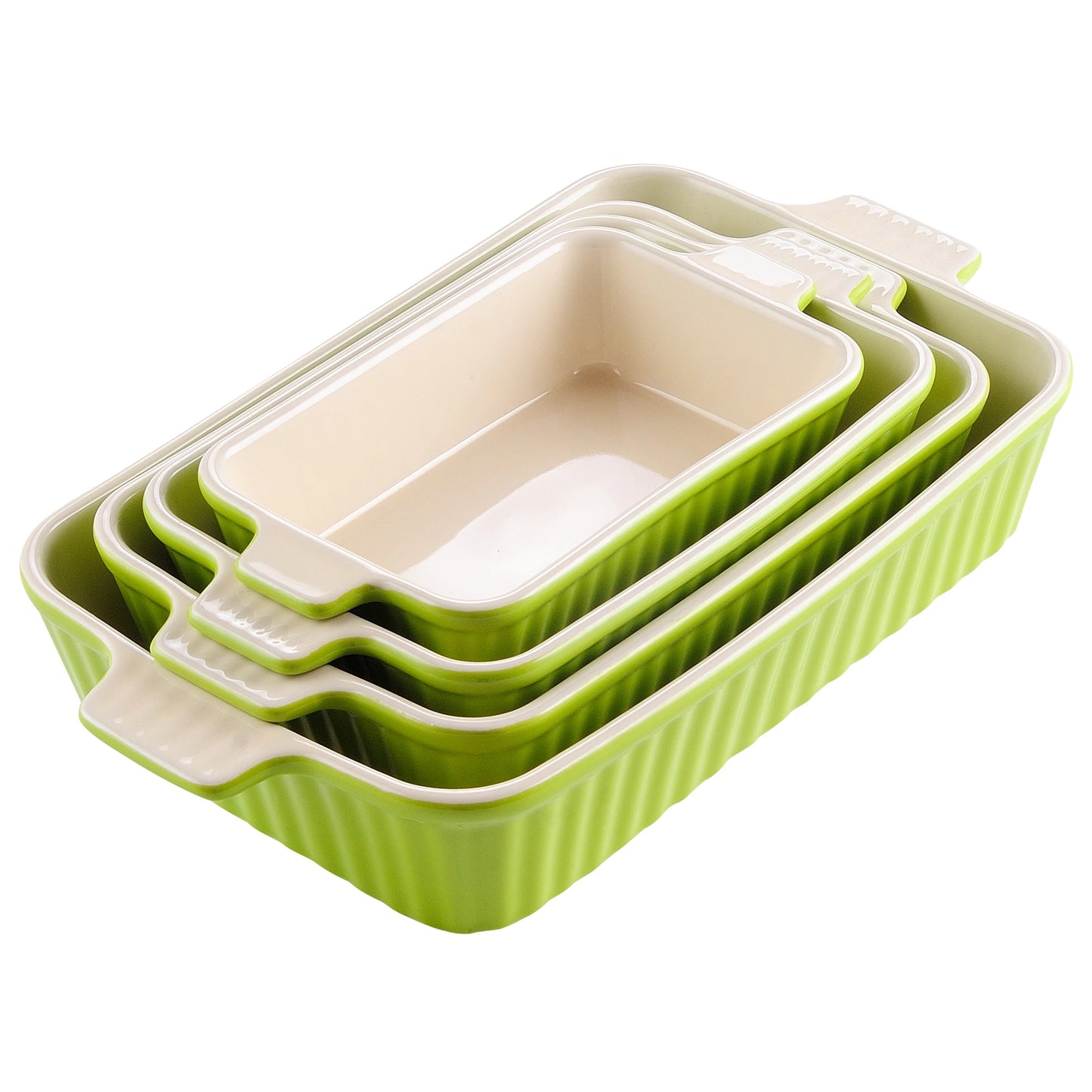 MALACASA Table Baking Dish Plate Set With Ceramic Handles