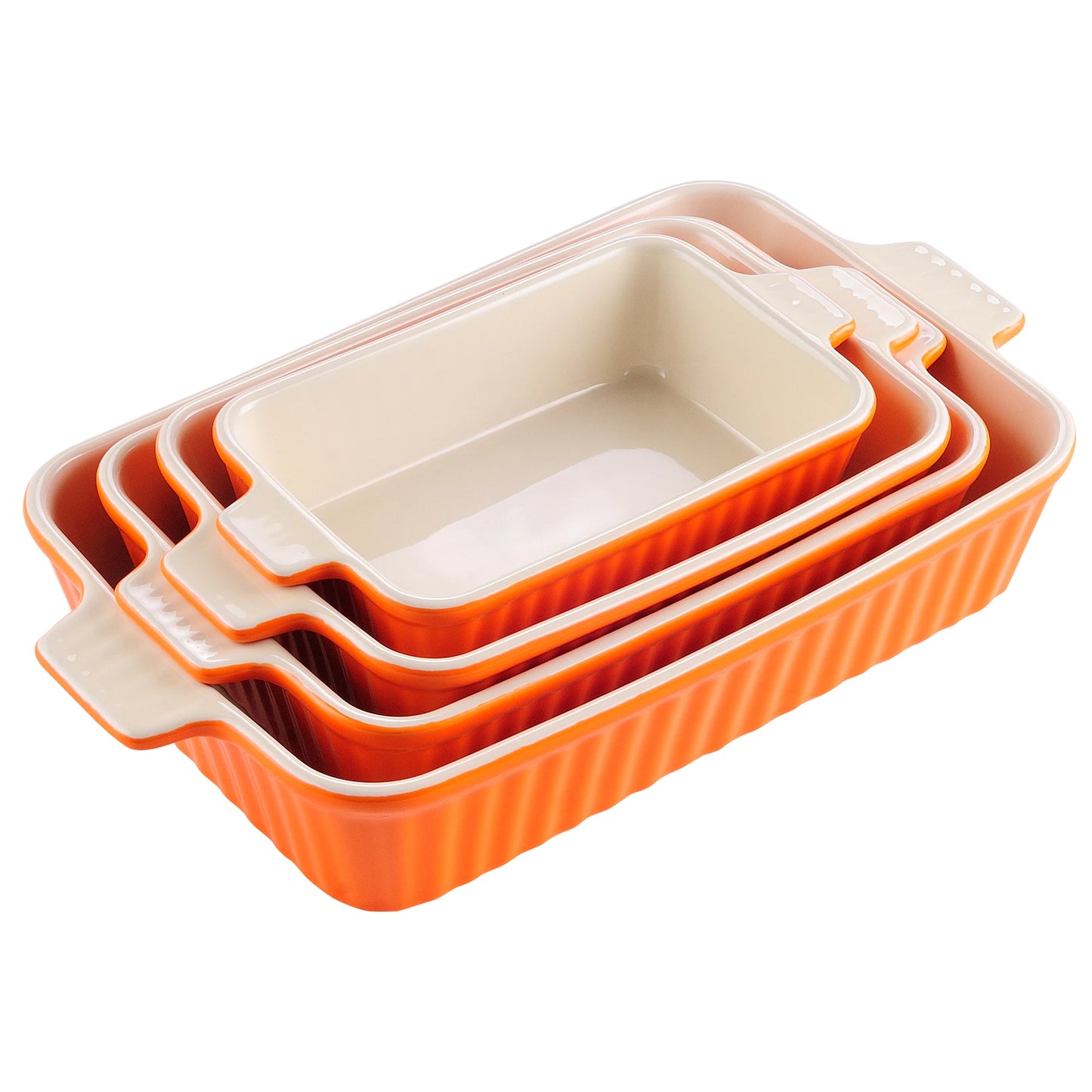 MALACASA Table Baking Dish Plate Set With Ceramic Handles
