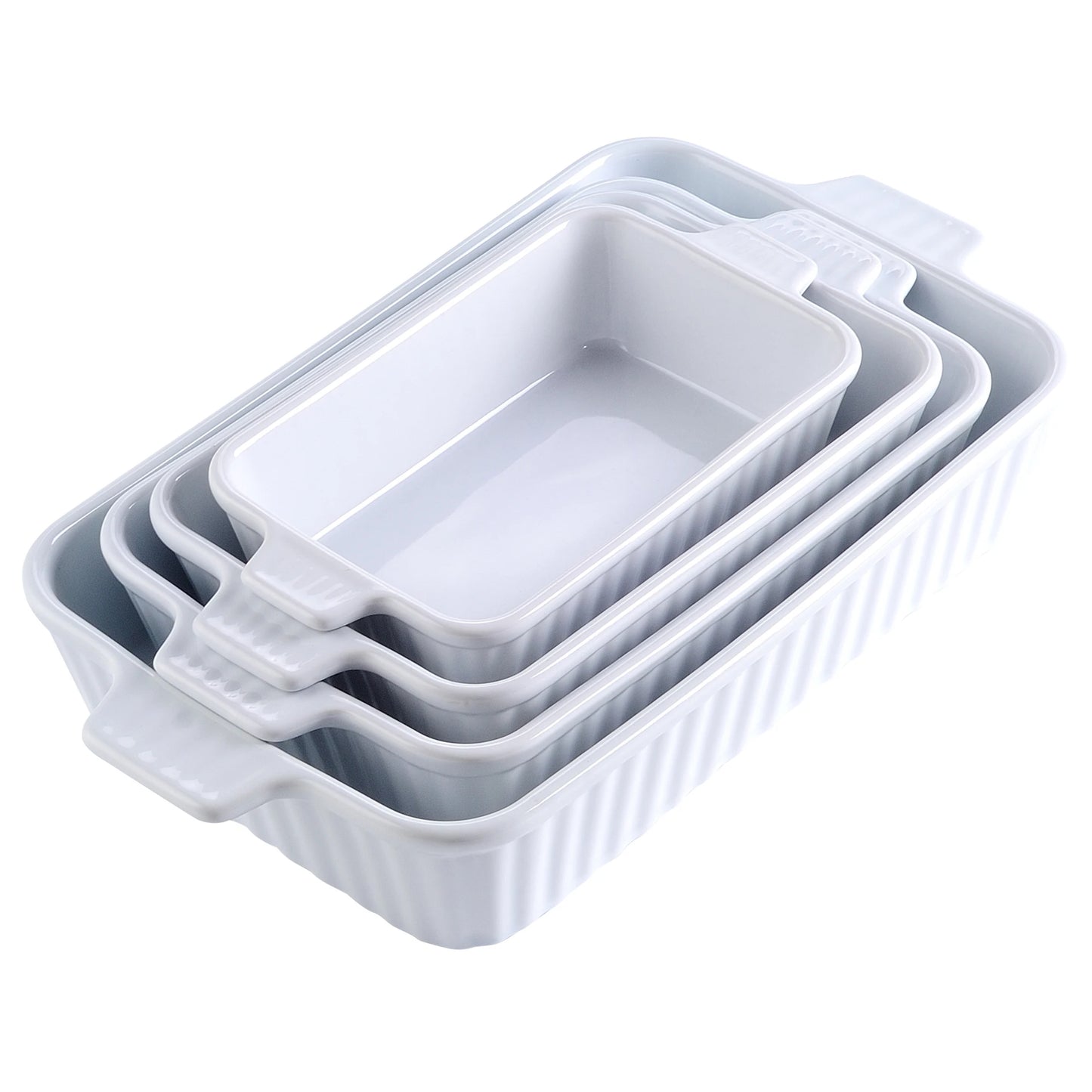 MALACASA Table Baking Dish Plate Set With Ceramic Handles