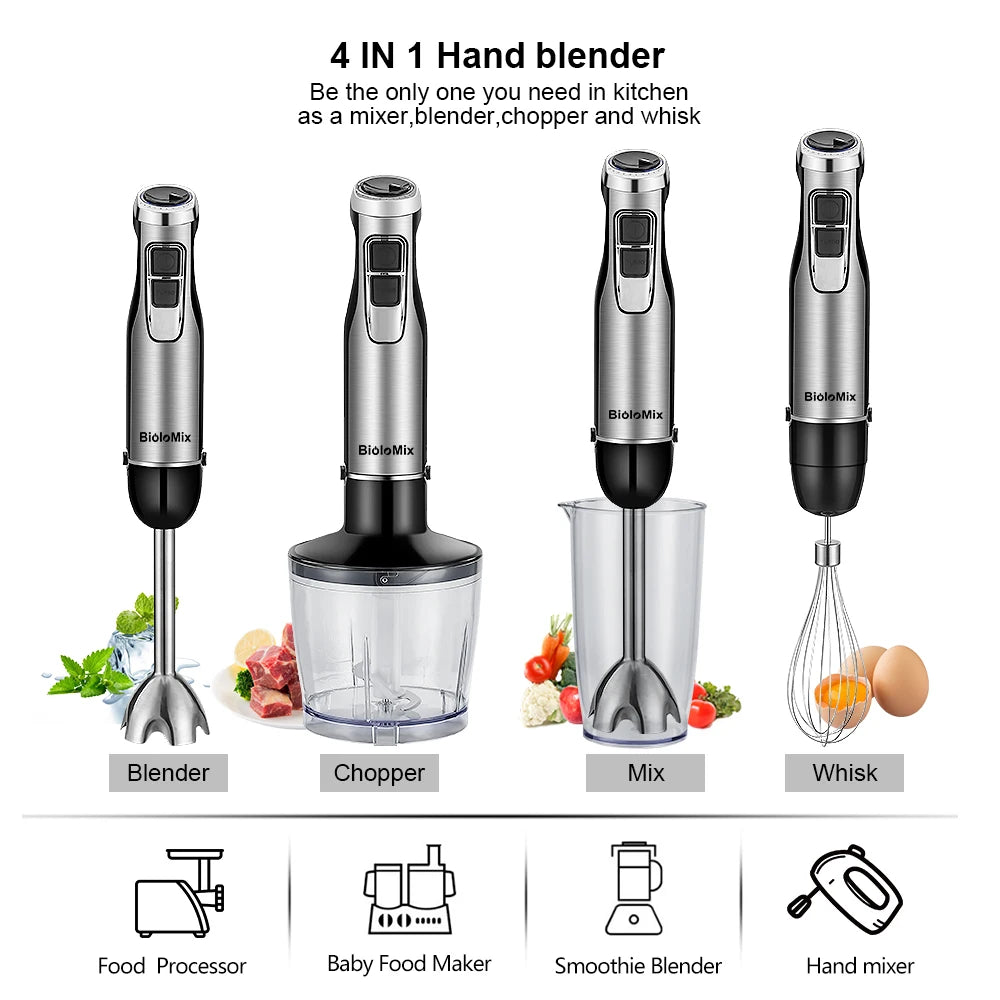 Biolomix 1200W Immersion Blender With Chopper And Smoothie Cup