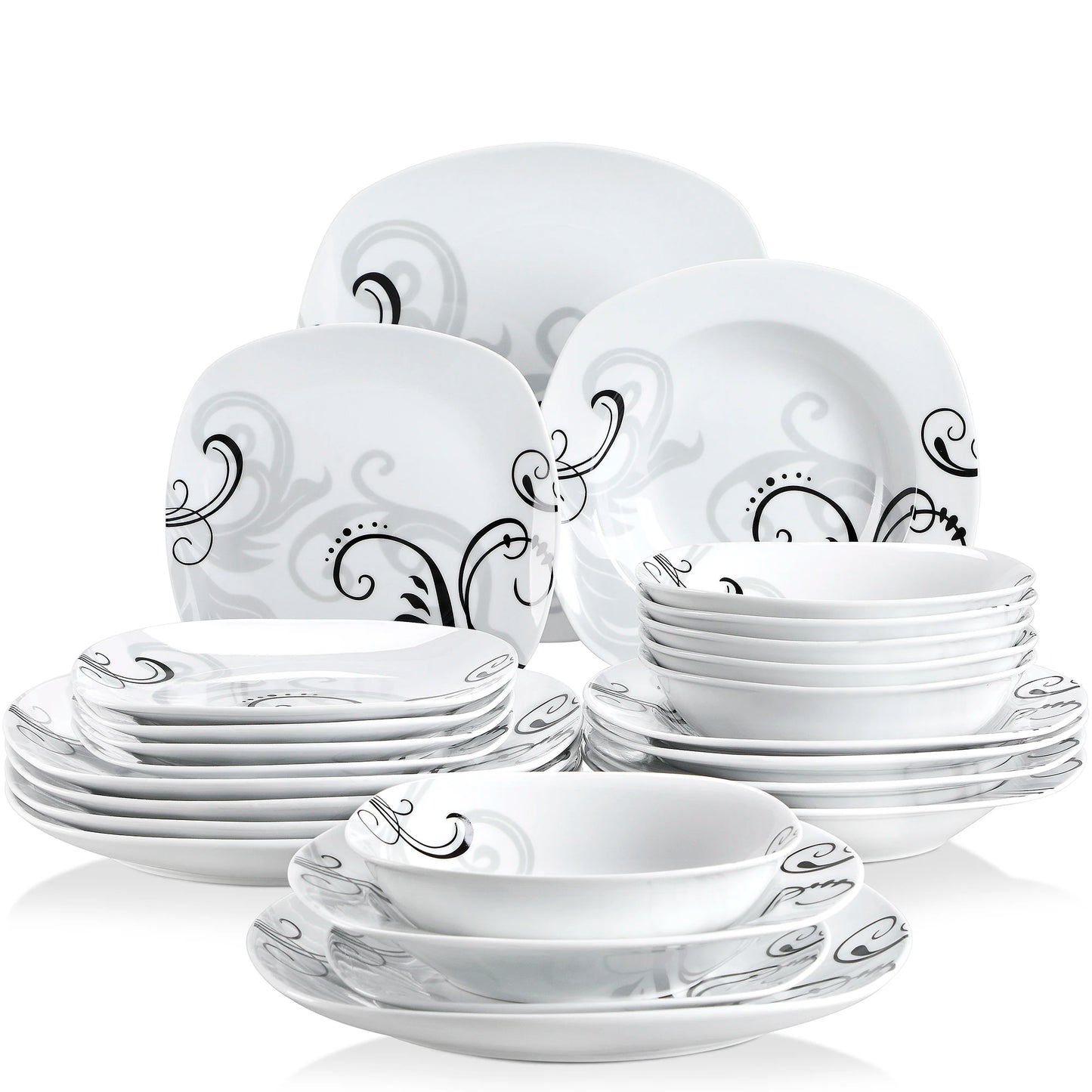 MALACASA Zoey Porcelain Dinnerware Set With Bowls And Plates
