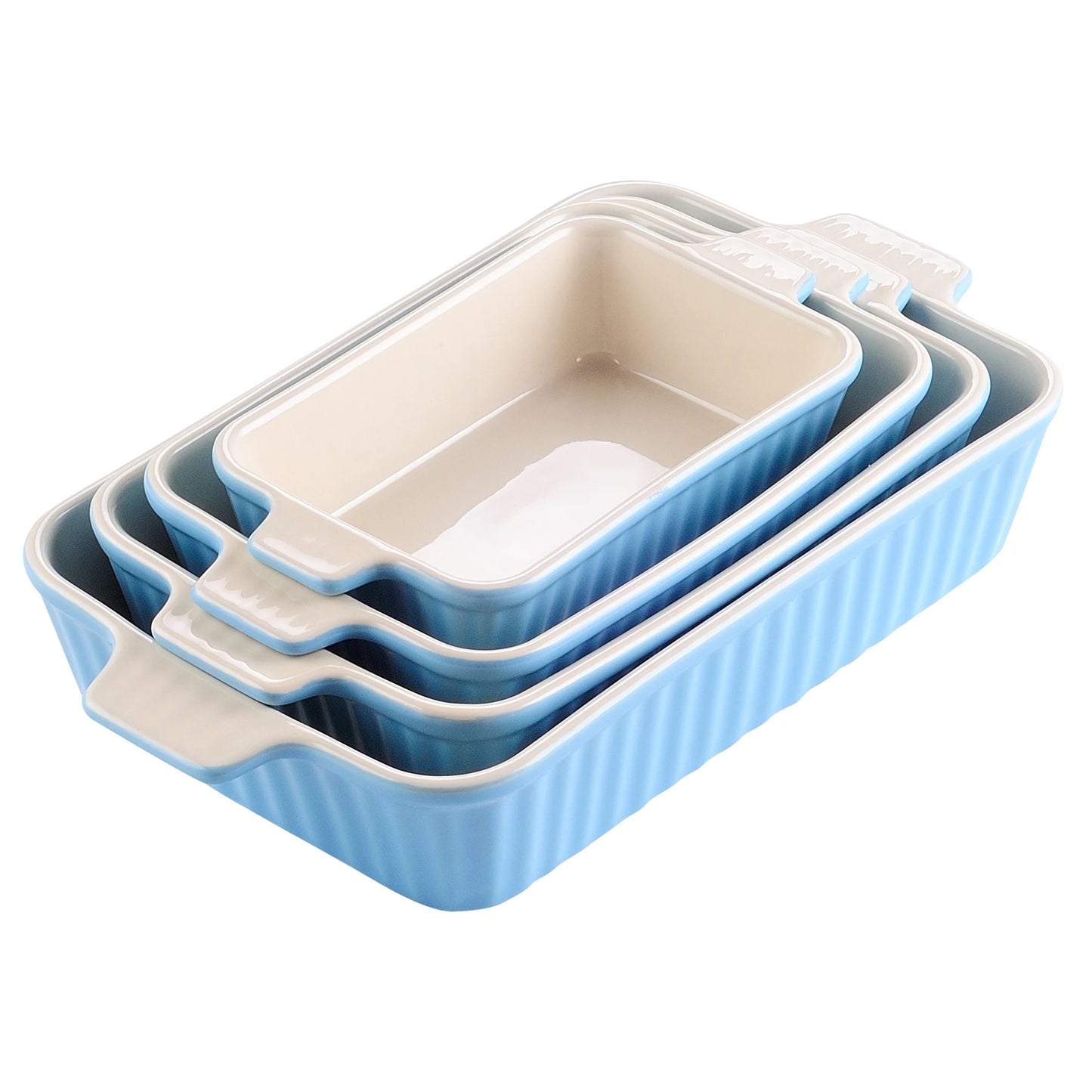 MALACASA Table Baking Dish Plate Set With Ceramic Handles