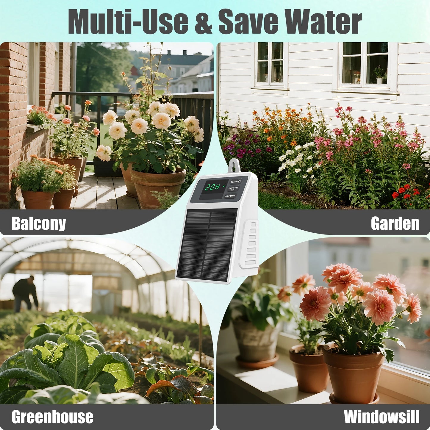 Solar Automatic Plant Watering System Outdoor Garden Irrigation Kit