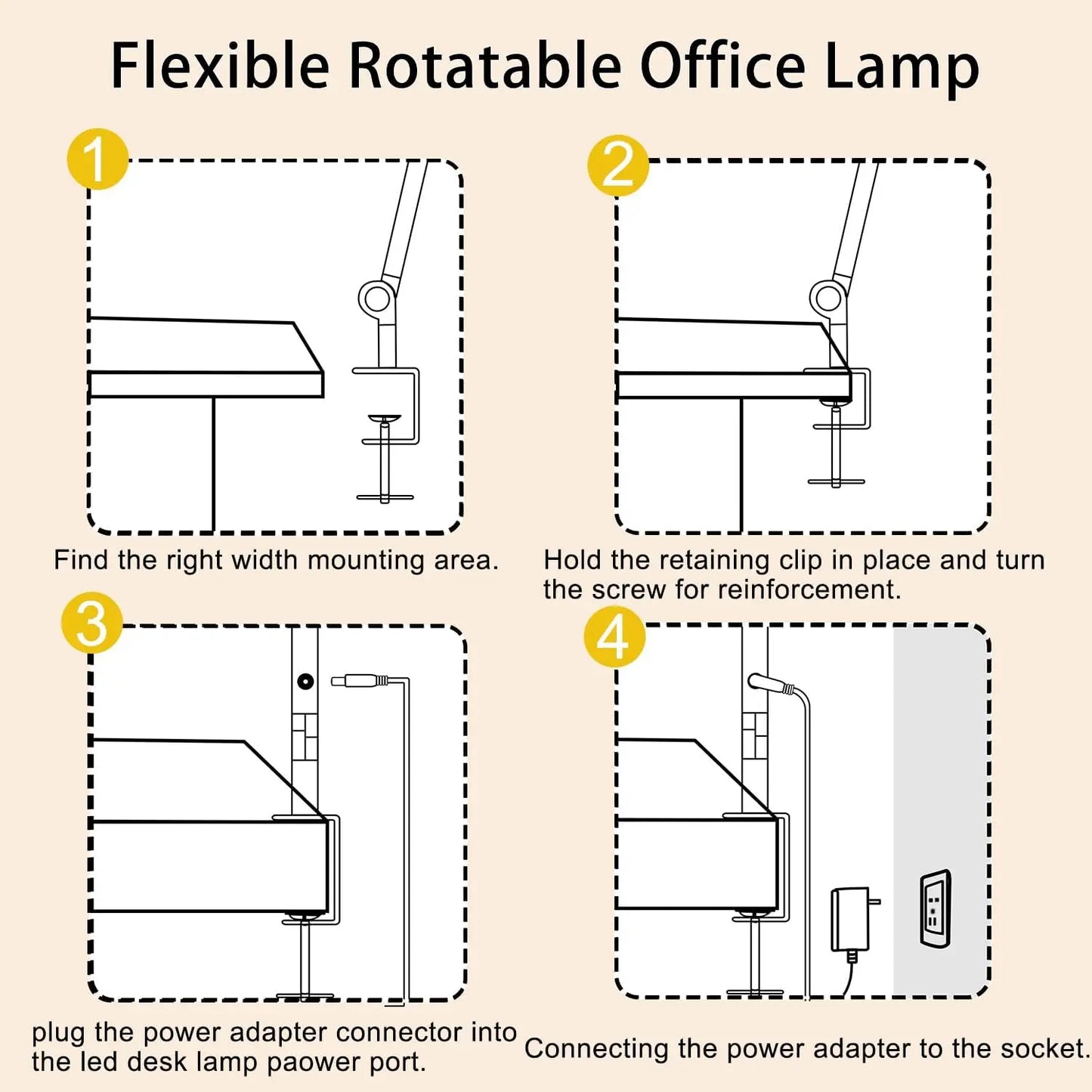 LED Desk Lamp With Clamp And Swing Arm Dimmable Modern