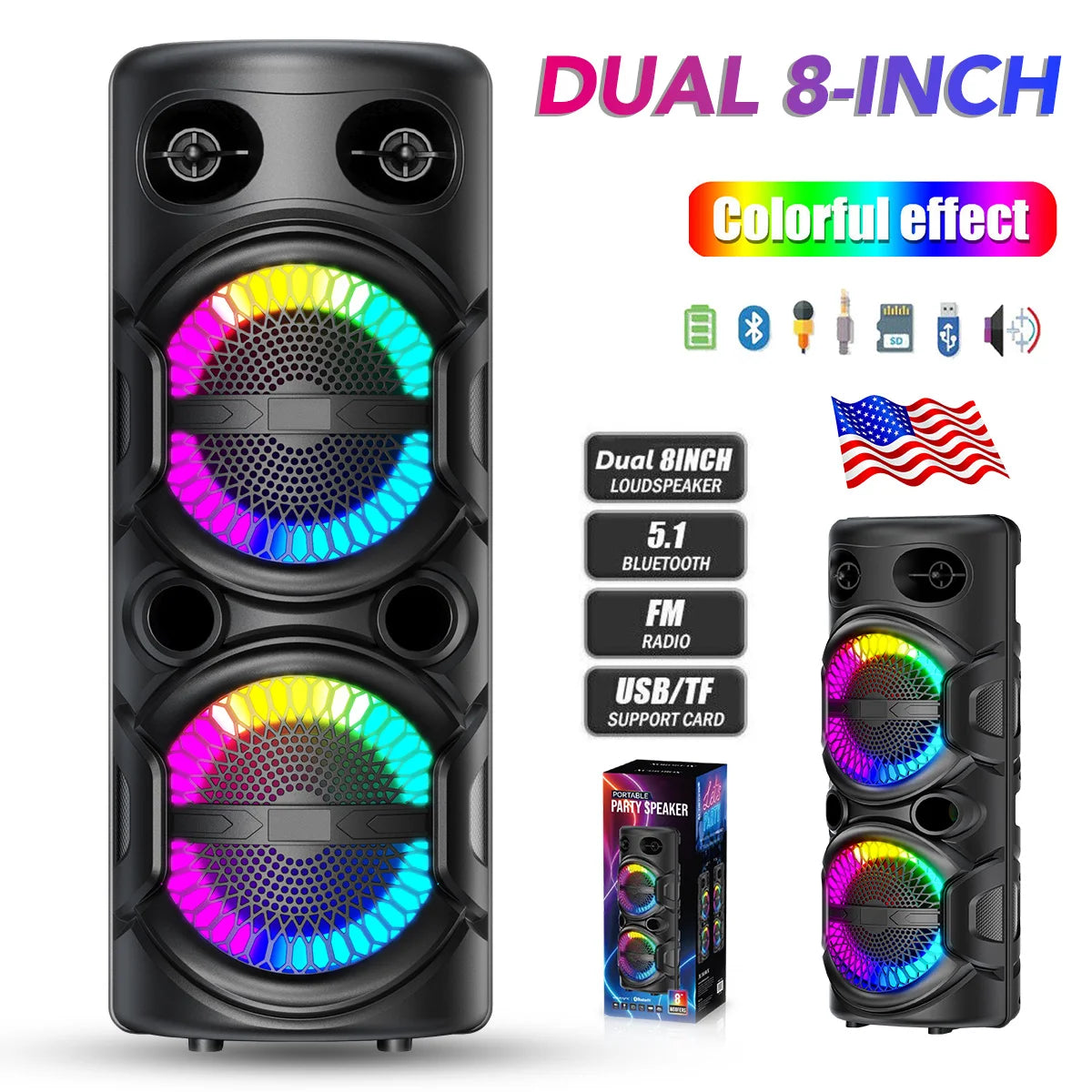 CURUK 3000W Portable Bluetooth Speaker Karaoke Subwoofer Bass