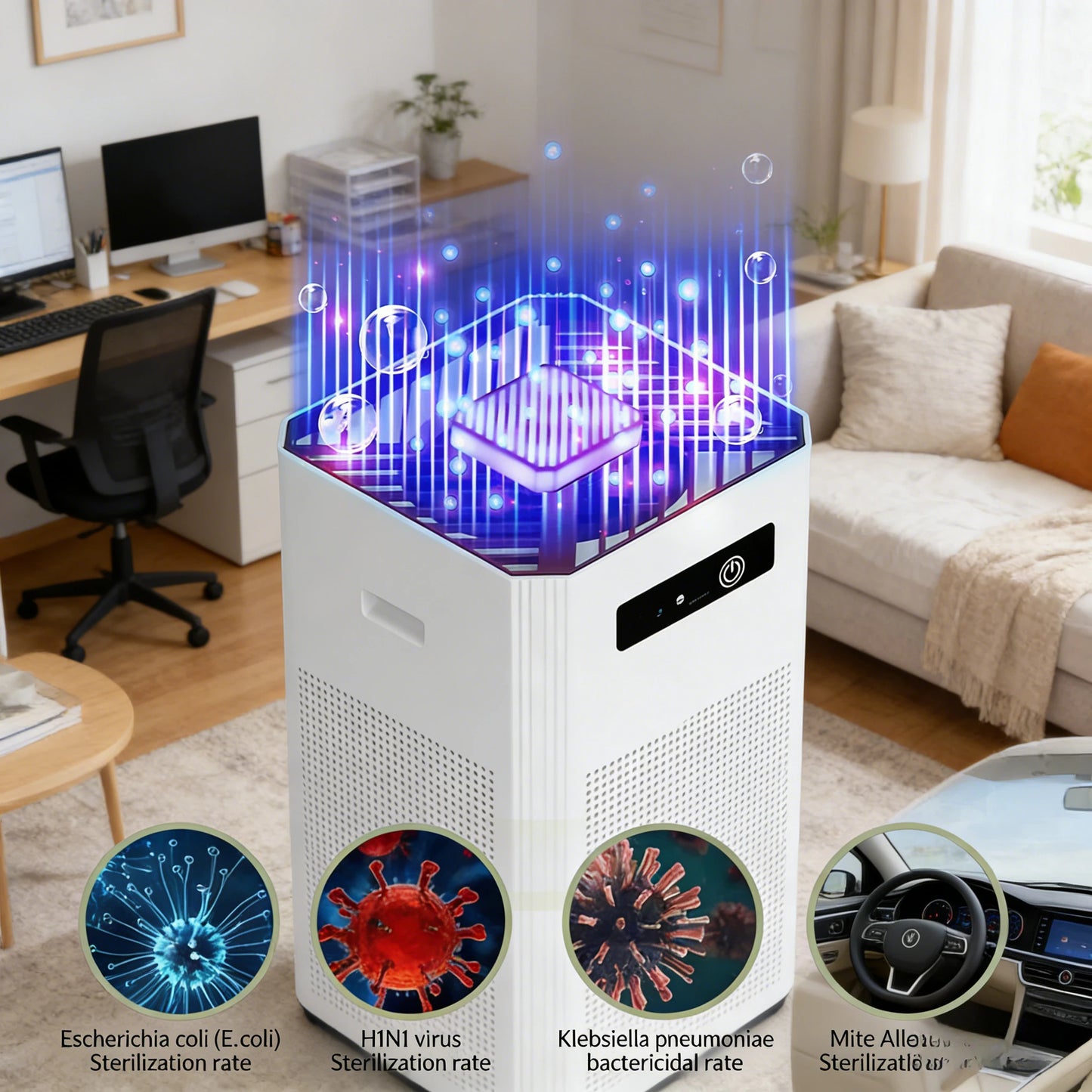 HEPA Air Purifier 360 Degree Intake Low Noise USB Powered