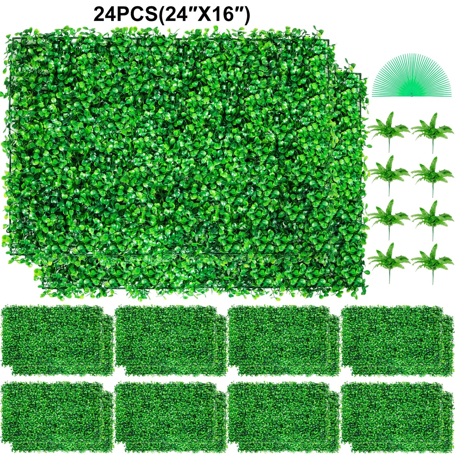 UV Boxwood Hedge Wall Panels 24 Piece Set 20x20 Or 24x16 Inches Outdoor Backdrop Greenery