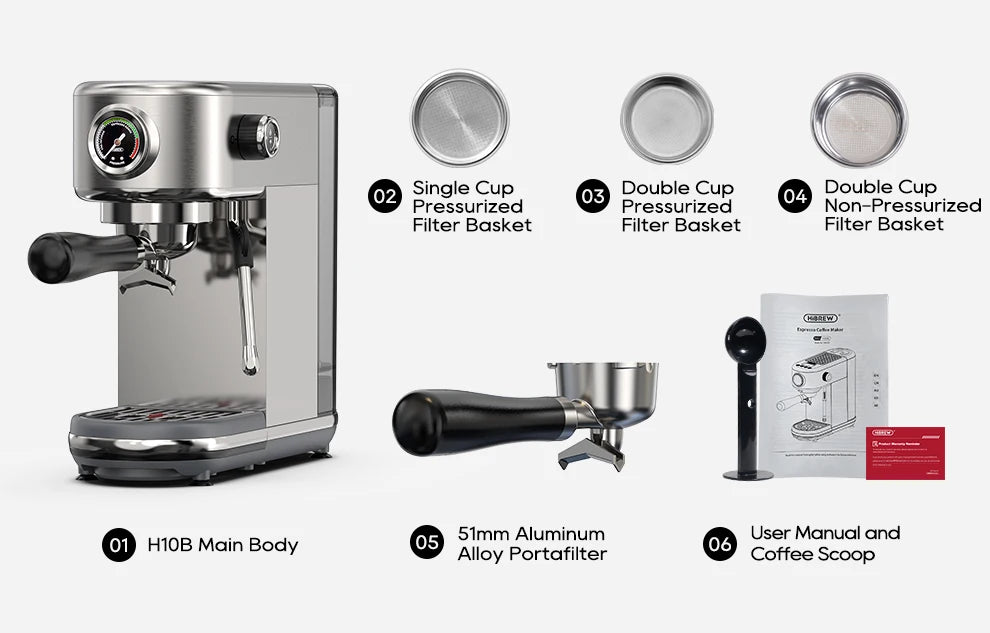 HiBREW H10B 20Bar Semi Automatic Espresso Machine Temperature Adjustable