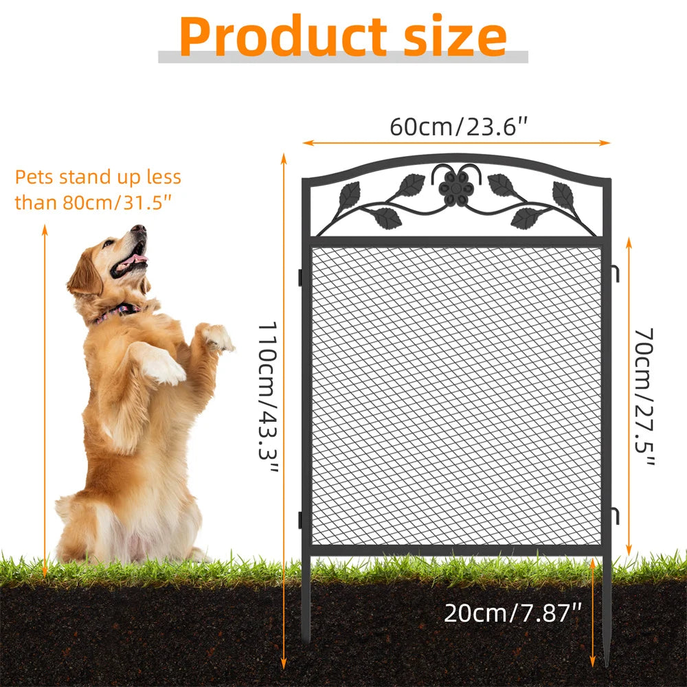 Borwart Wrought Iron Dog Fence Panels Pet Running Exercise Barrier