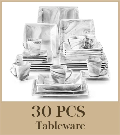 MALACASA Marble Porcelain Dinnerware Set Service for 12