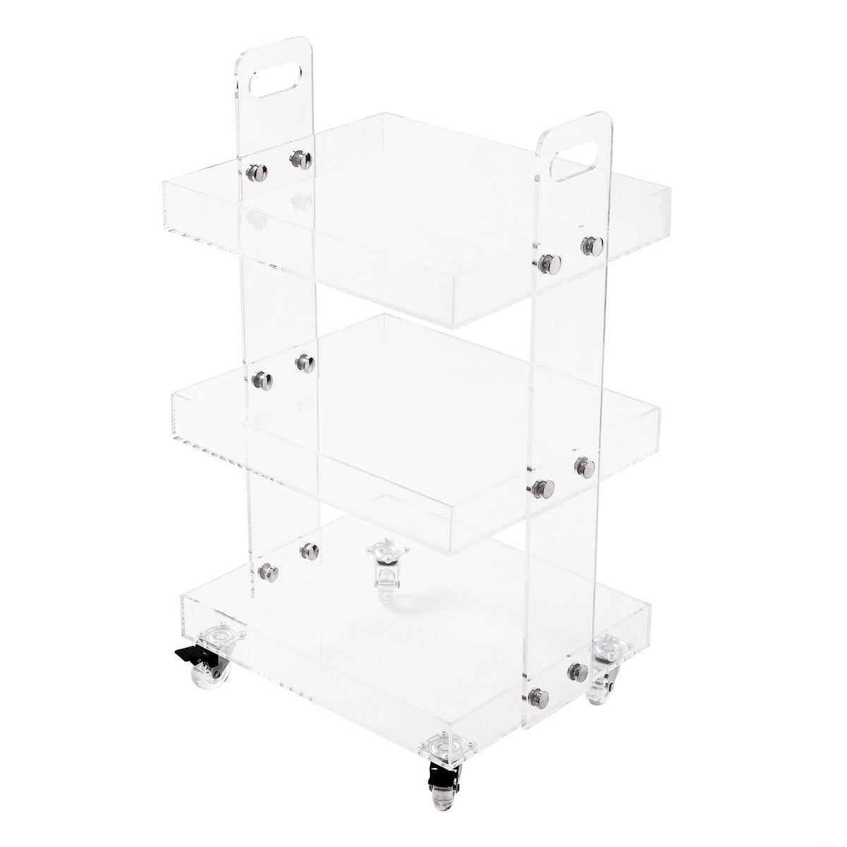 Three Tier Acrylic Rolling Storage Cart For Kitchen Bath