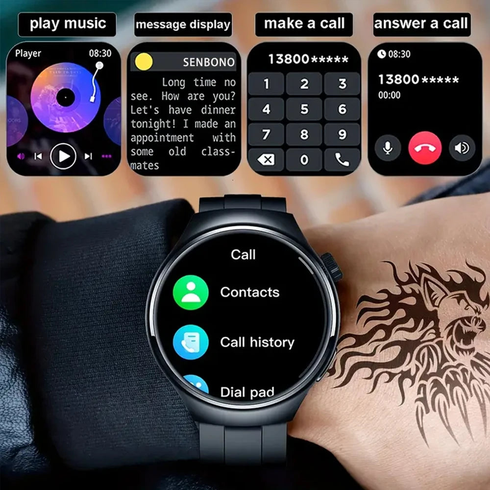 SENBONO Men Smart Watch Heart Rate Blood Oxygen Bluetooth Monitor