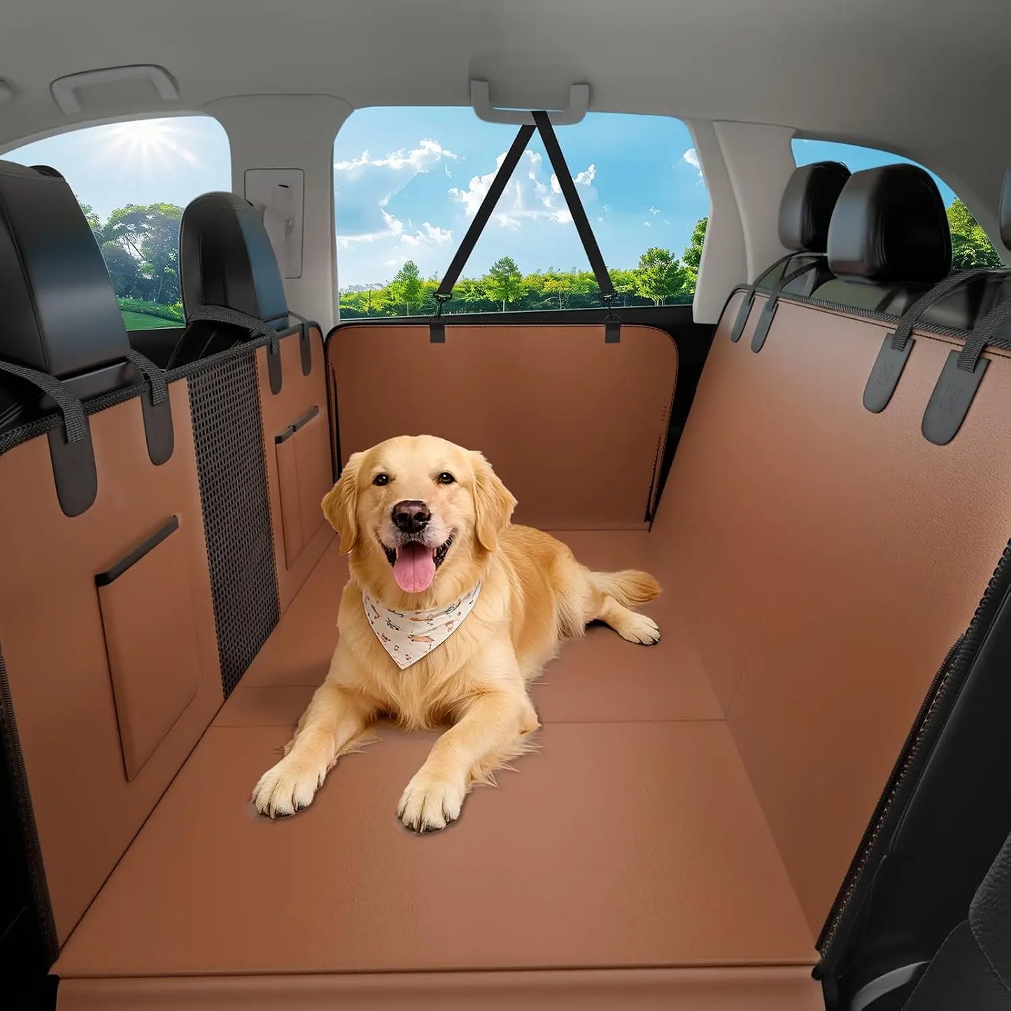 Waterproof PU Leather Dog Car Seat Cover Hammock With Side Flaps Non Slip