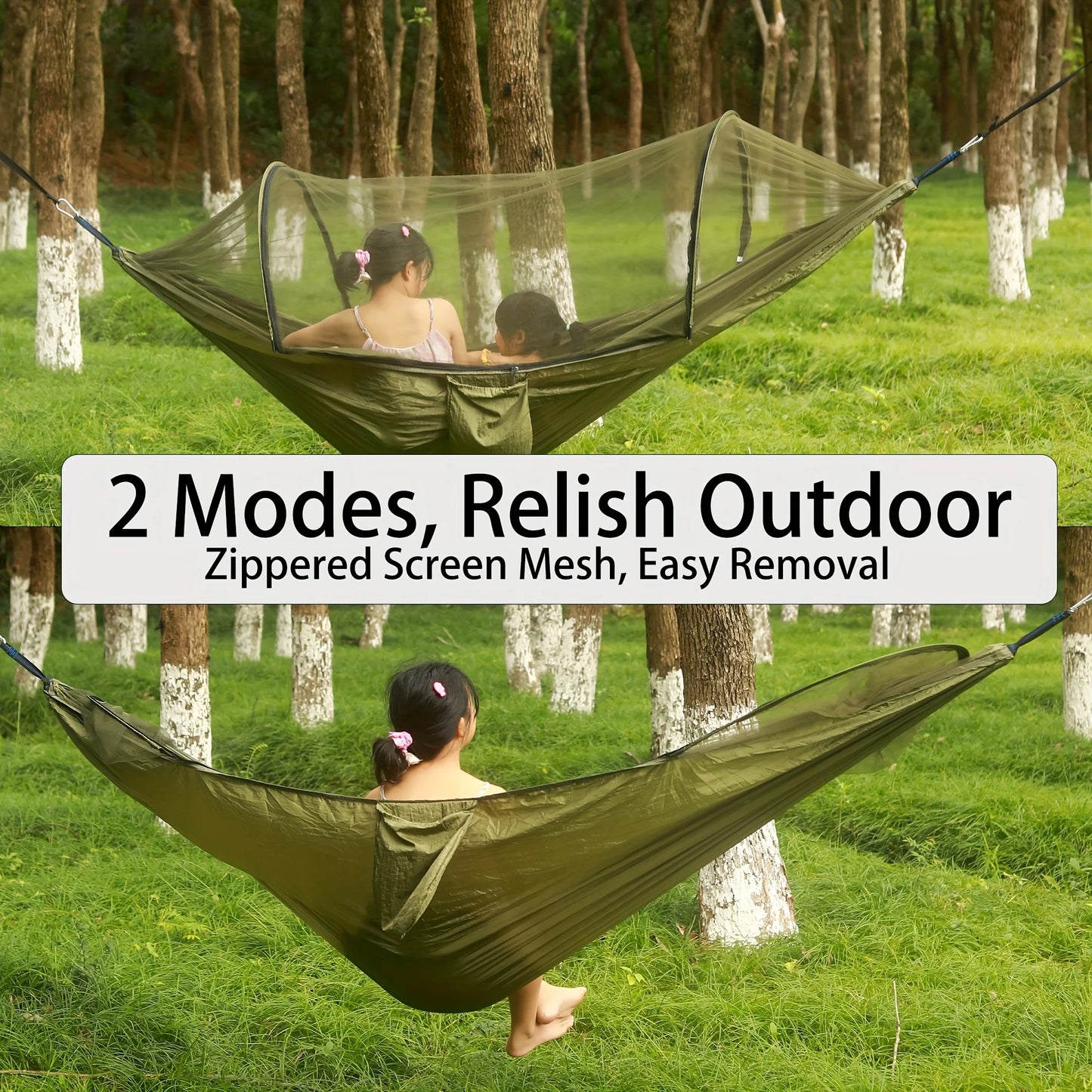 Double Camping Hammock With Mosquito Net And Sun Shade Canopy