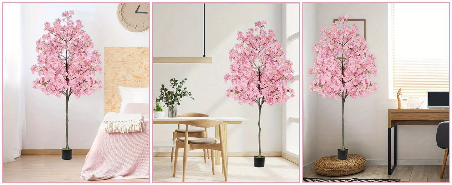Artificial Cherry Blossom Tree Silk Plant In Nursery Pot Indoor