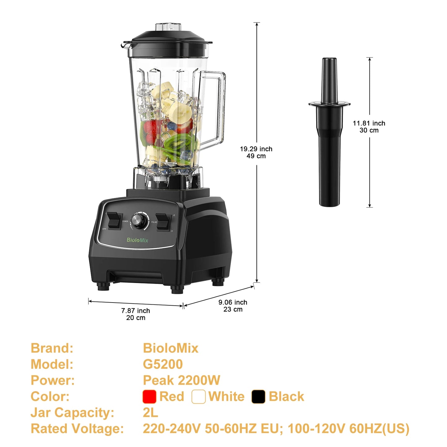Biolomix 2200W Heavy Duty Commercial Blender Mixer Juicer