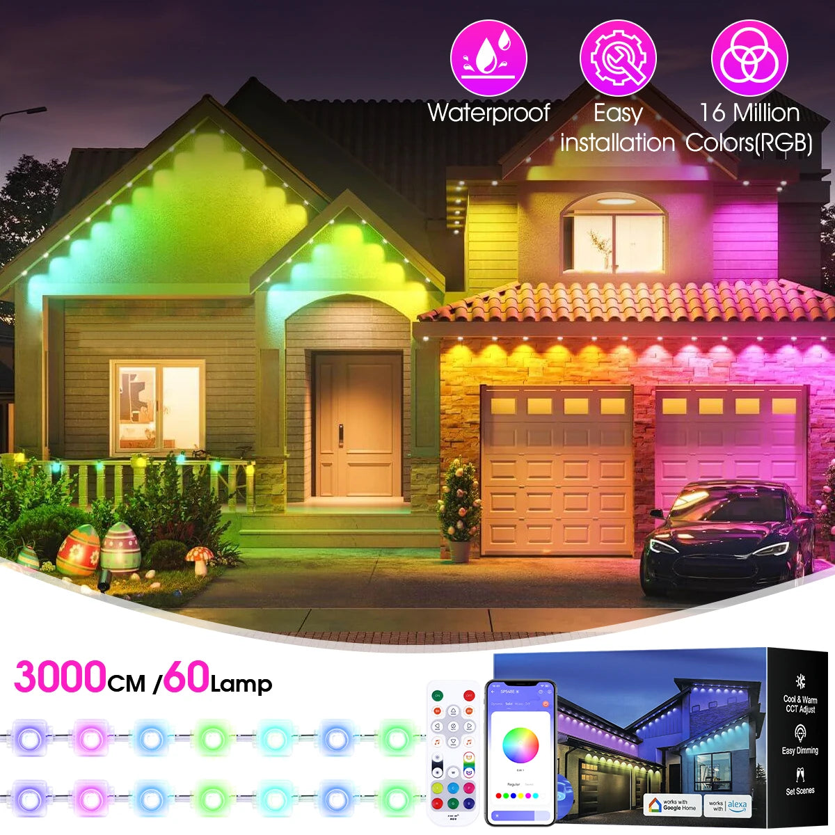Aiopp RGBIC Outdoor Lights IP67 Waterproof With 60 90 LEDs