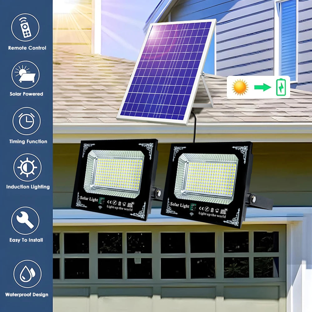 UMEXUS Led Two Head Solar Flood Light Waterproof Outdoor Wall
