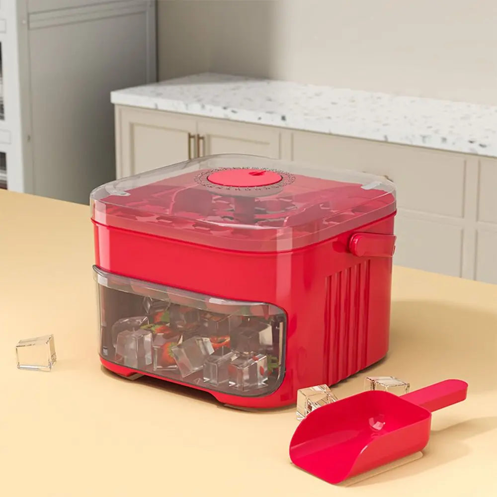 Ice Cube Maker With Easy Press Cap Double Layer Ice Box