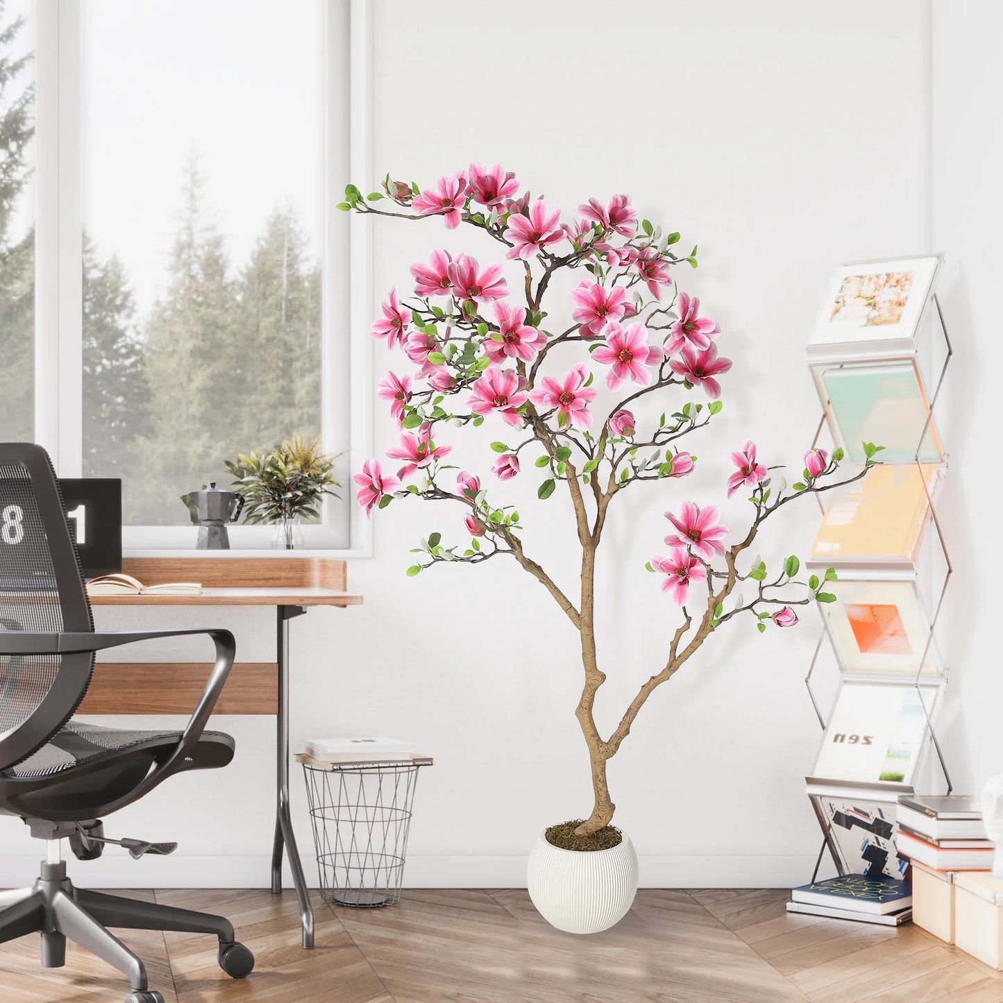 HiMISS Lifelike Magnolia Tree Silk Plant for Home Decor