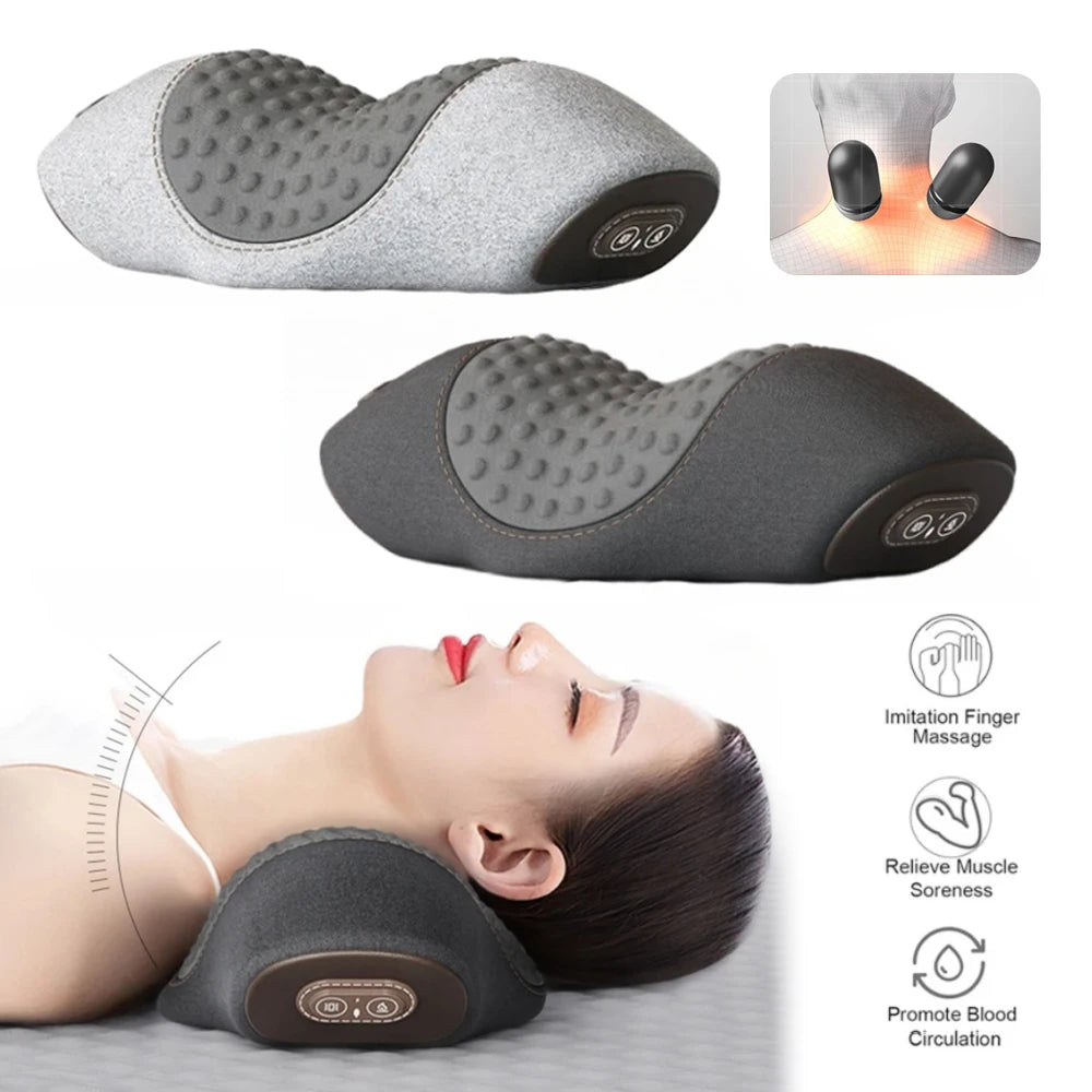 PAQIN Electric Neck Massager Pillow Heating Vibration Cervical Back Support