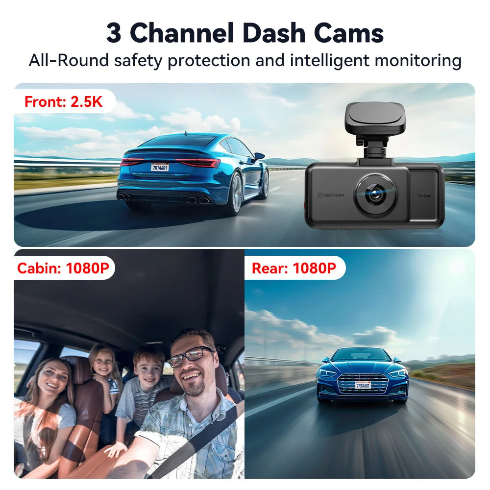 RedTiger A6 4K Dash Cam GPS Front Cabin Night Vision