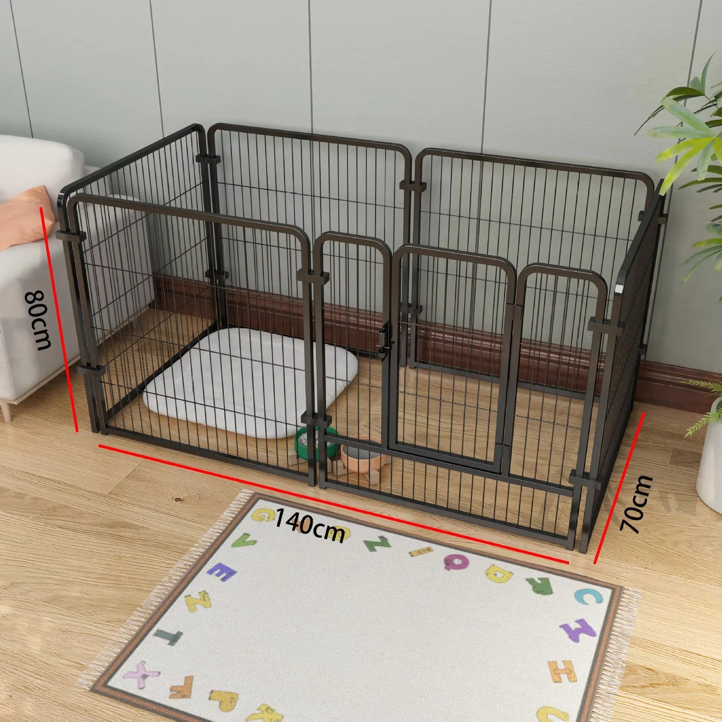 Stainless Steel Six Panel Dog Fence Playpen, Foldable, Heavy Duty