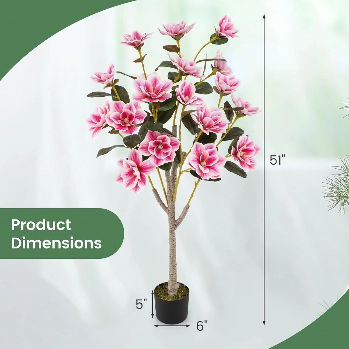 Artificial Magnolia Tree With PEVA Leaves Indoor Decor