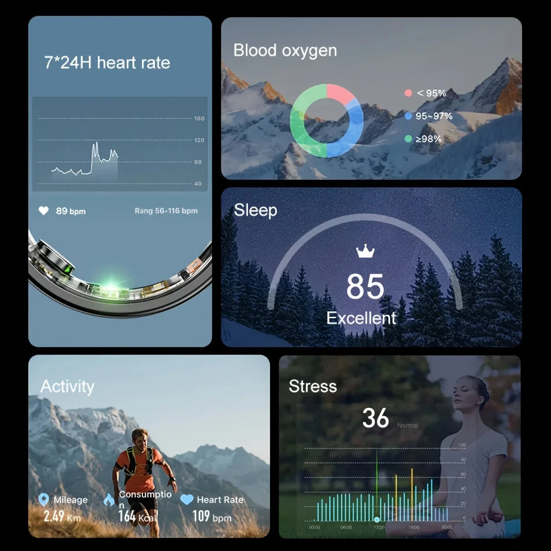 Smart Ring Fitness Tracker Wireless Connection Sleep Monitoring Long Range