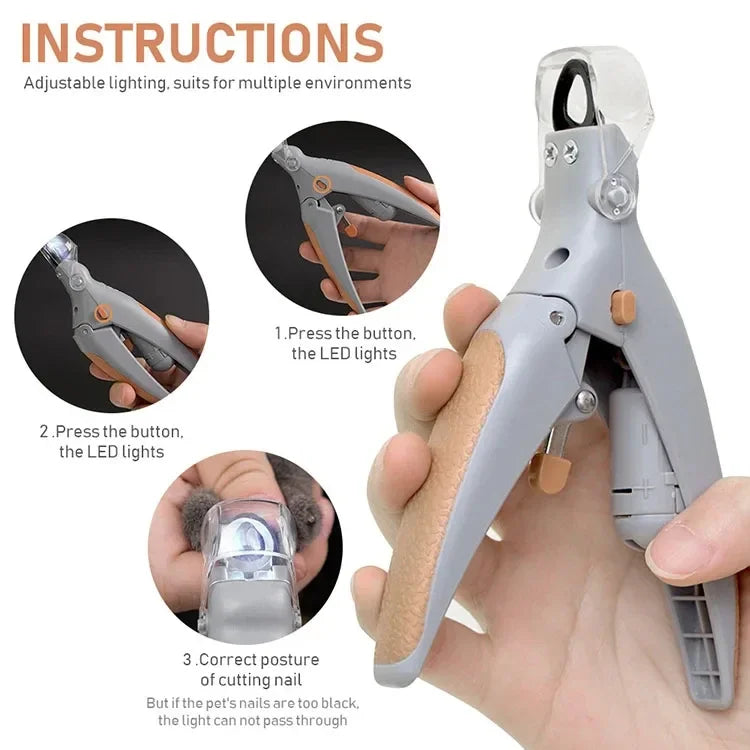 LED Light Pet Nail Clipper With Amplification Function For Dogs And Cats