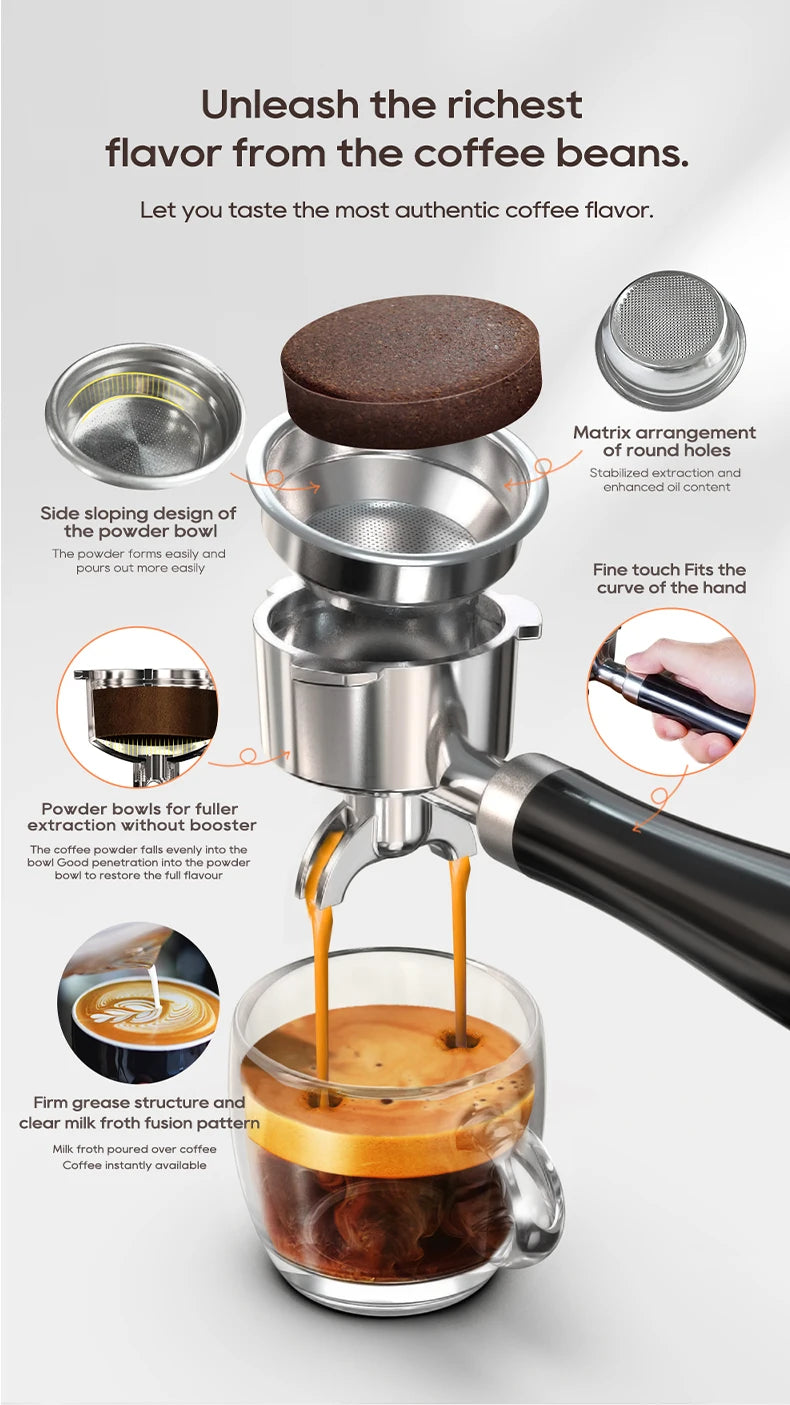 HiBREW 20 Bar Semi Automatic Espresso Machine With Portafilter