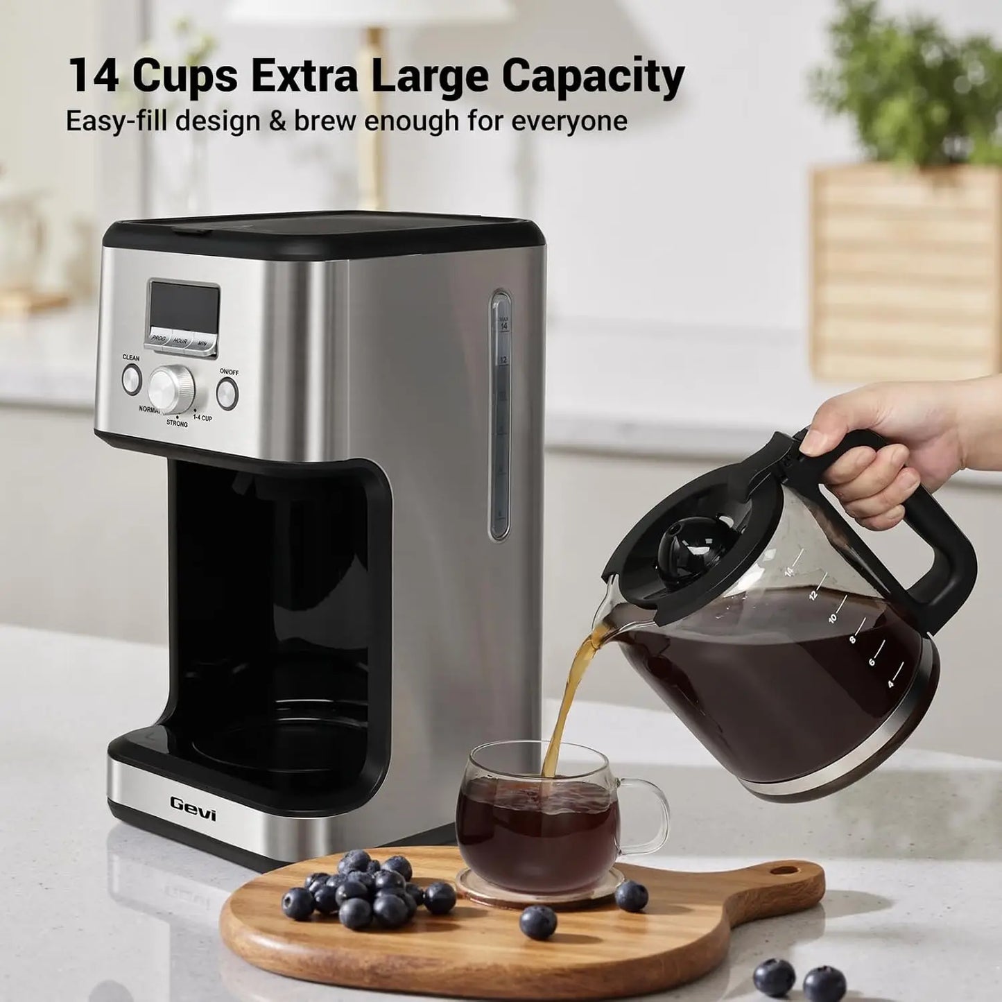 Programmable 14 Cup Drip Coffee Maker With Auto Shutoff