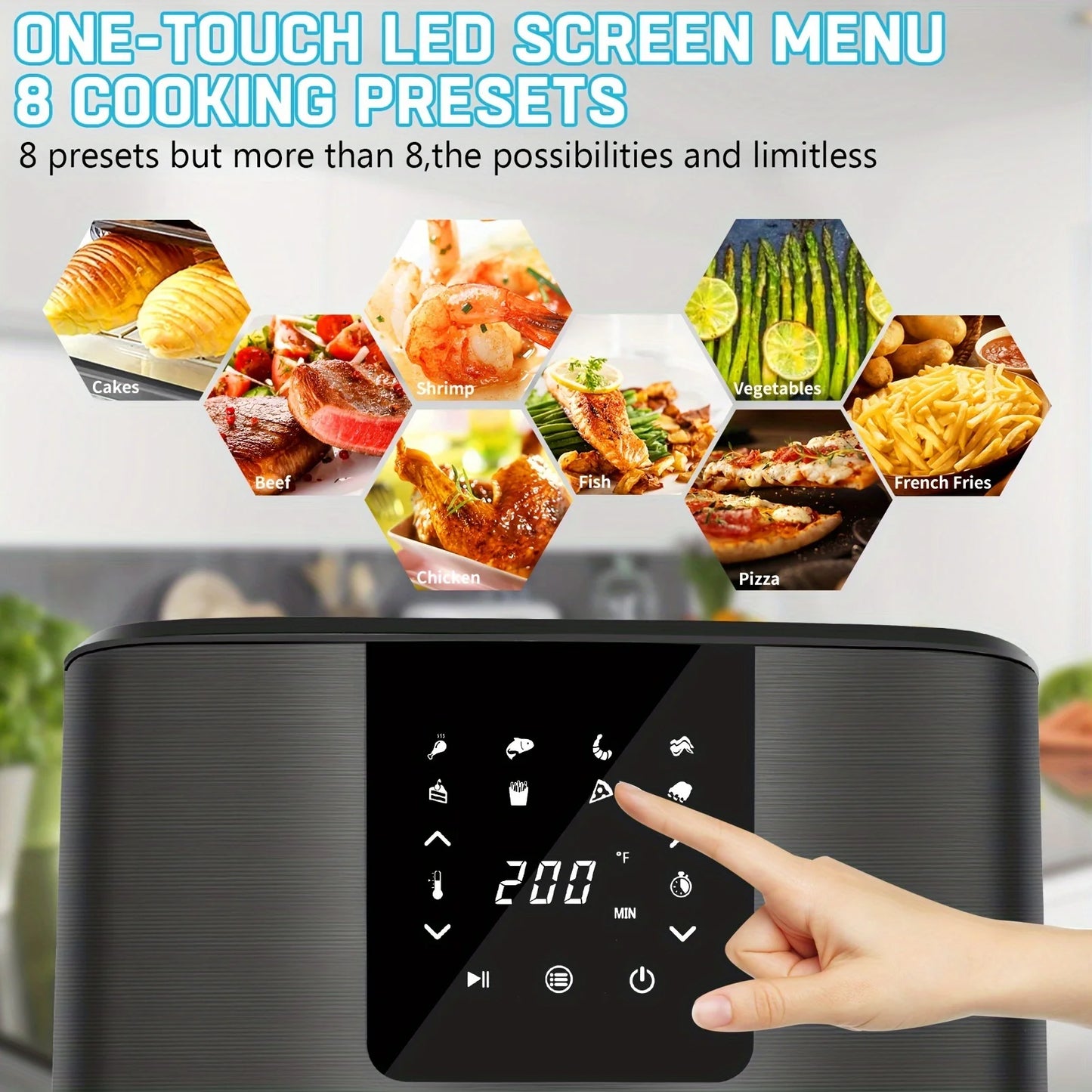 KitCook AF7502 1500W Air Fryer With Digital Touch Screen And 8 Presets