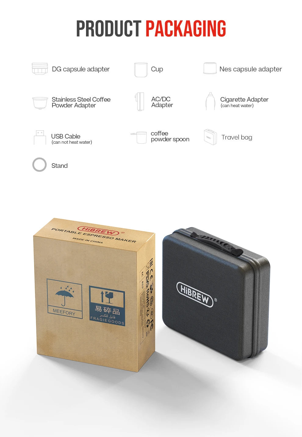 HiBREW Portable Espresso Coffee Machine For Car And Home 12V