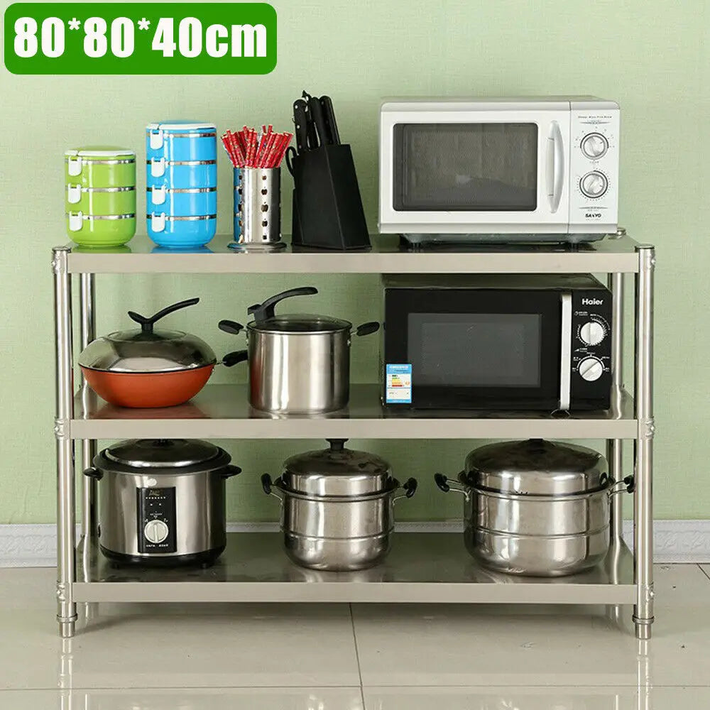 Heavy Duty Stainless Steel Storage Shelving Rack Three Tier Organizer