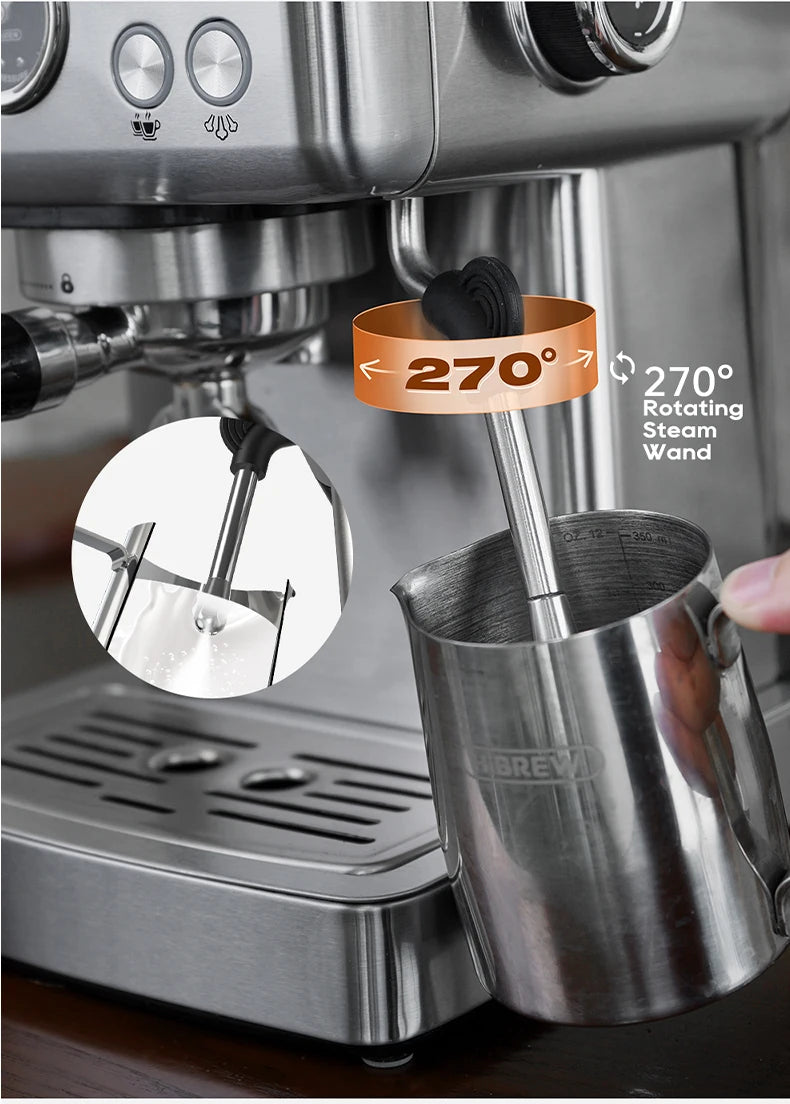 HiBREW 20 Bar Semi Automatic Espresso Machine With Portafilter