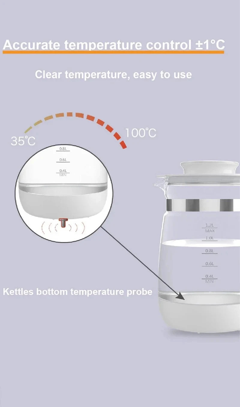 Luouphei Smart Baby Milk Warmer Electric Glass Kettle Temperature Control