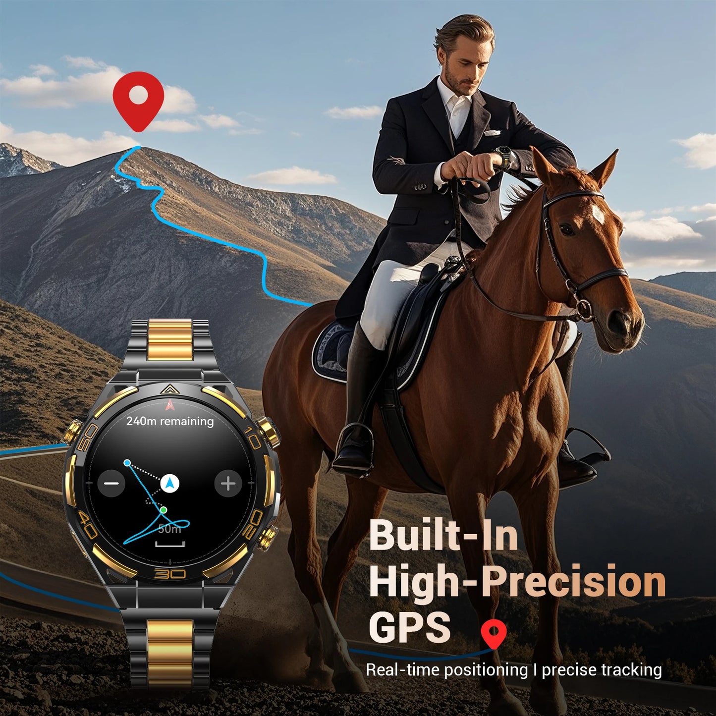 IOWODO W90Pro GPS Smartwatch With Flashlight And AMOLED Display