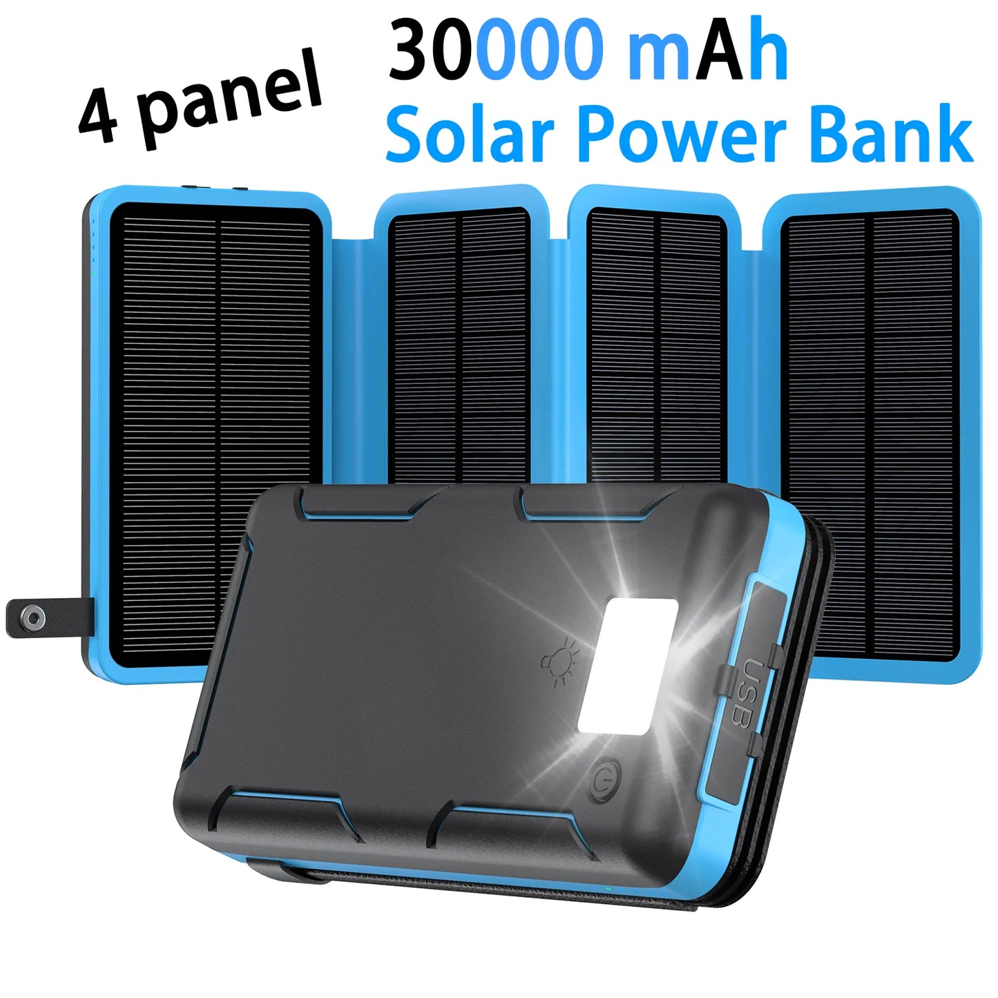 Rscrola 50000mAh Portable Solar Power Bank Fast Charging Battery Pack