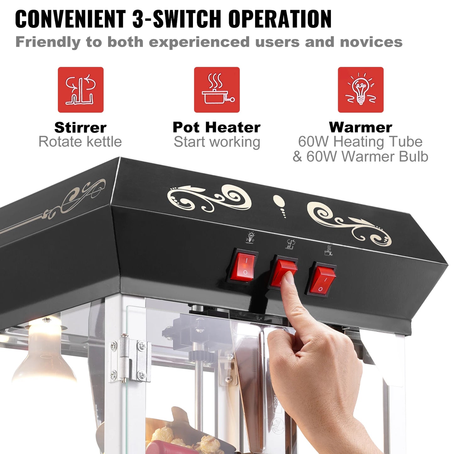 SucceBuy Popcorn Maker Machine Kettle Makes 48 Cups Per Batch