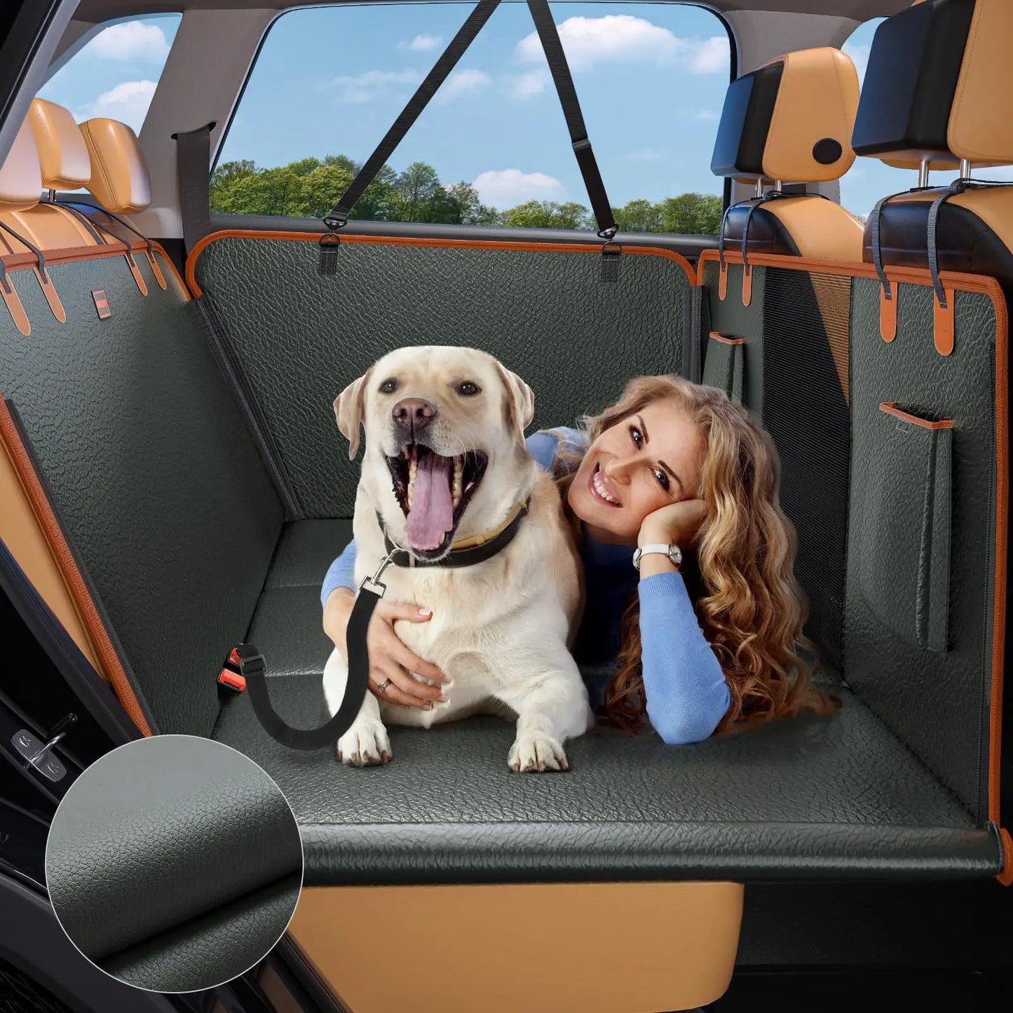 PU Leather Dog Back Seat Extender Waterproof Car Seat Cover