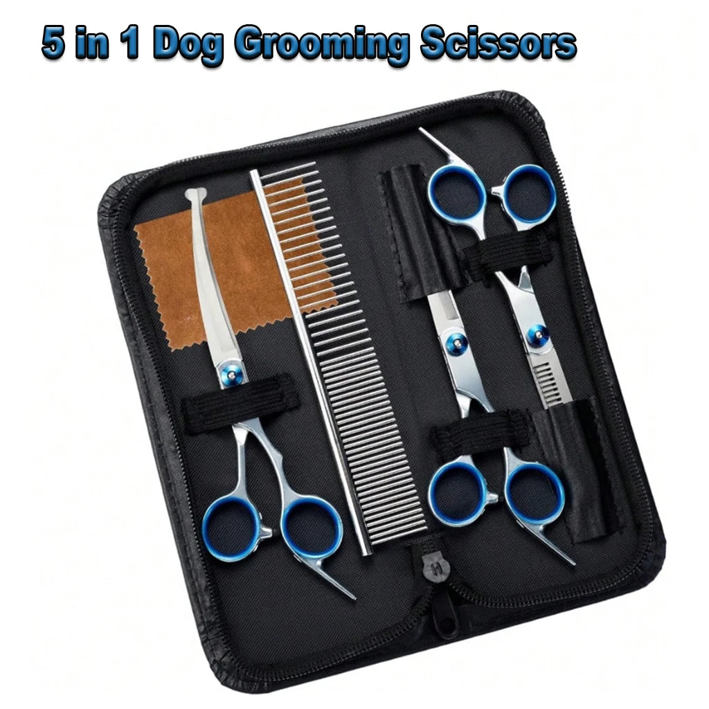 SHUYU Professional Pet Grooming Scissors Stainless Steel With Comb Case