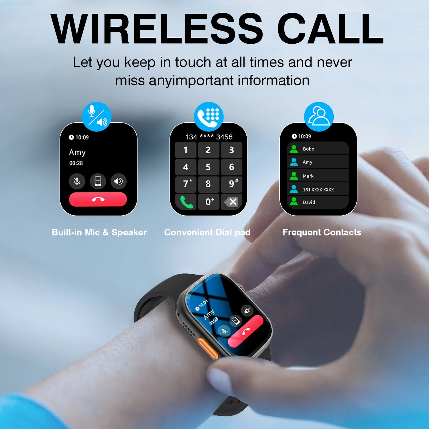 Odelettevcy Smart Watch With Wireless Calling Weather Forecast SMS Alerts